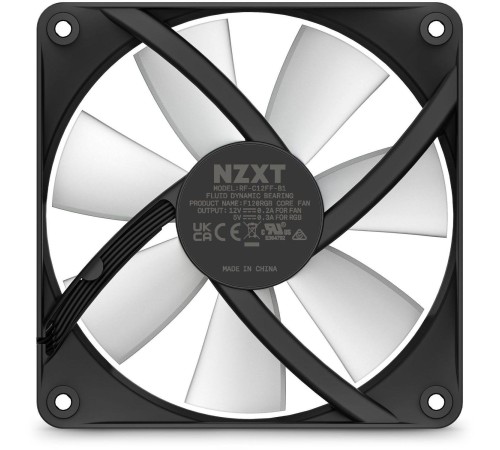 Кулер для корпуса ПК/ Case Cooler NZXT F120 RGB Core (120x120x25mm, 4-pin PWM, RGB, 78.86CFM, 33.88dBA, 1800RPM, Black)