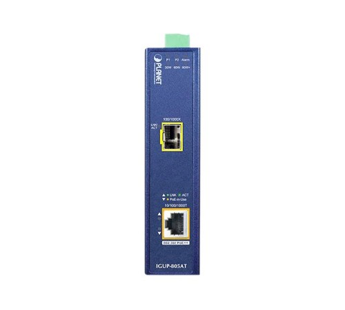 медиа конвертер/ PLANET IGUP-805AT Industrial 1-Port 100/1000X SFP to 1-Port 10/100/1000T 802.3bt PoE++ Media Converter (802.3bt Type-4, PoH, Legacy, Force mode support, -40 to 75 C, dual 12V~56V DC power boost, PoE Usage LED) медиа конвертер/ PLANET IGUP-805AT Industrial 1-Port 100/1000X SFP to 1-Port 10/100/1000T 802.3bt PoE++ Media Converter (802.3bt Type-4, PoH, Legacy, Force mode support, -40 to 75 C, dual 12V~56V DC power boost, PoE Usage LED)