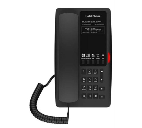 Отельный SIP-Телефон Fanvil H4W, 2 SIP-акк., POE, БП в комп., 1x100 Mbps, Wi-Fi 6, Чёрный, 5 прог. клав. Отельный SIP-Телефон Fanvil H4W, 2 SIP-акк., POE, БП в комп., 1x100 Mbps, Wi-Fi 6, Чёрный, 5 прог. клав.