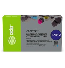 -/ Картридж струйный Cactus CS-EPT7412 T7412 голубой для Epson SureColor SC-F6000/6200/7000