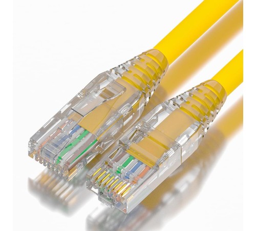 GCR Патч-корд 0.3m LSZH UTP кат.5e, желтый, коннектор ABS, 24 AWG, ethernet high speed 1 Гбит/с, RJ45, T568B, GCR-53260