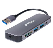 Концентратор/ DUB-1325 USB3.0 Hub, 2xUSB3.0 + USB-C, SD/microSD Card Reader