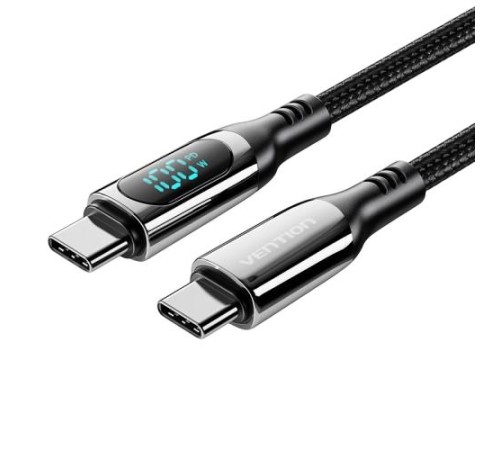 Кабель Vention USB 2.0 CM/CM с LED дисплеем - 1.2м. Чёрный 5А PD100W, шт.