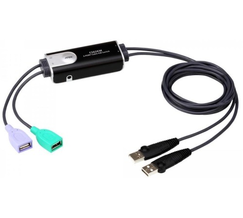 Переключатель сигналов клавиатуры и мыши ATEN 2-Port USB Boundless Cable KM Switch