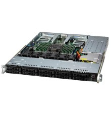 Серверная платформа Supermicro SuperServer 1U 111C-NR noCPU(1) 4th/5th Gen(MCC Carrier)/ 350W TDP/no DIMM(16)/ 4x NVMe Hybrid+ 6x SAS/SATA/ 2x1Gb/ SFT-DCMS-SINGLE/2x 860W
