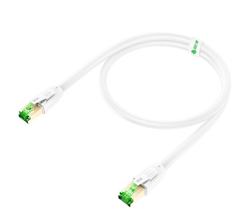 GCR Патч-корд LSZH PROF кат.8 ethernet  5.0m SF/FTP, RJ45, медь, 40 Гбит/с, 26 AWG, белый, литой, экранированные коннекторы 24K GOLD