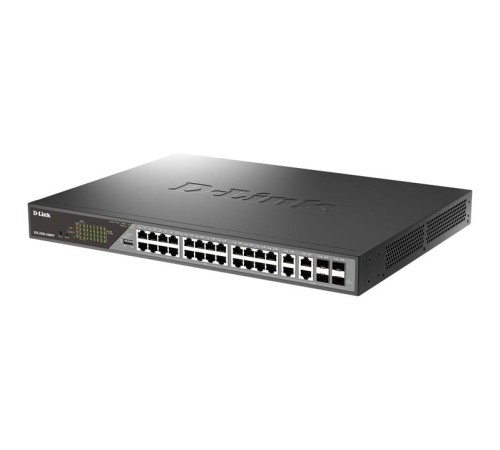Коммутатор D-Link Настраиваемый L2 PoE-коммутатор, 24x1000Base-T PoE (8 портов 802.3bt 90 Вт), 4xCombo 1000Base-T PoE/SFP, PoE-бюджет 518 Вт, дальность PoE до 250 м