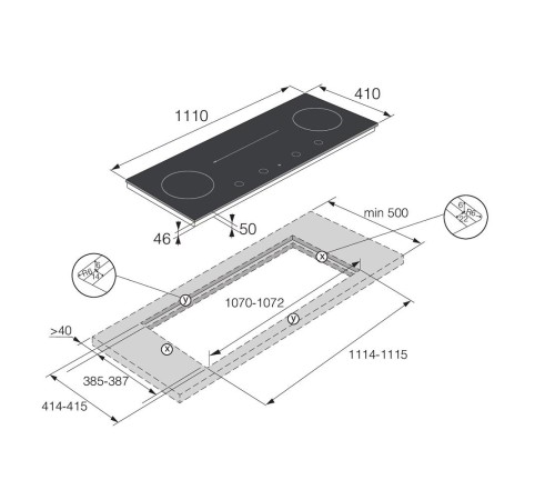 Варочная панель ASKO/ Арт. 737836 ; Встраиваемая варочная панель, дизайн PREMIUM, индукция, 6 зон для приготовления, Bridge, WI-FI, 47х111х41 см, черный матовый