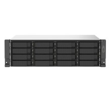 Сетевое хранилище без дисков/ SMB QNAP TS-1673AU-RP-16G NAS 16 HDD trays, 2x 2.5 GbE, rackmount, 2 PSU. 4-core AMD V1500B 2,2 GHz,,RAM 16 GB (1 x 16 GB) up to 32 GB (2 x 16 GB). W/o rail kit RAIL-B02