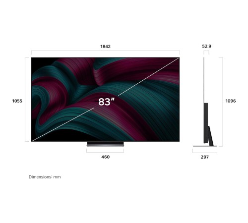 Телевизор 83'' LG/ 83'' OLED, Ultra HD, Smart TV, WebOS, Bluetooth, MR NFC, 120Hz Native (VRR 144Hz), 2.2ch 40Вт Dolby Atmos, 2хHDMI, 3хUSB, 1 Pole, Charcoal Black, 2025