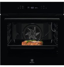 Встраиваемые электрические духовки ELECTROLUX/ Встраиваемый духовой шкаф с конвекцией, объем 72 л, 11 режимов, 9 автопрограмм, очистка пиролитическая, 4 стекла в дверце, направляющие проволочные + телескопические (1 уровень), термощуп, сенсорное управлени