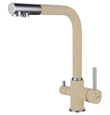 Смеситель GRANFEST 3611 cashmere смеситель для кухни, Г-образный, материал: нержавеющая сталь, поворотный излив, цвет кашемир