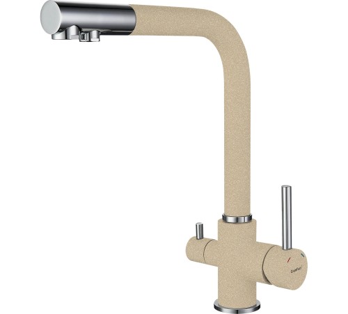 Смеситель GRANFEST 3611 cashmere смеситель для кухни, Г-образный, материал: нержавеющая сталь, поворотный излив, цвет кашемир
