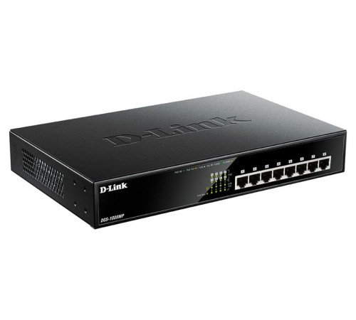 Коммутатор D-Link Неуправляемый PoE-коммутатор, 8x1000Base-T PoE, PoE-бюджет 125 Вт, корпус металл