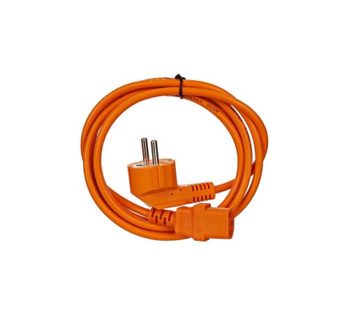Кабель/ Кабель компьютер --> розетка 220V (угловая Евровилка) <VDE> 3G0,75mm2 VCOM {CE021-O} 1,8m, ОРАНЖЕВЫЙ