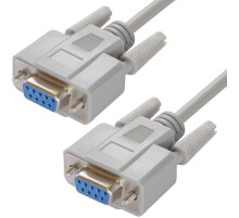 GCR Кабель 1.8m 0-модемный COM, DB9/DB9  9F/9F, серый, 30 AWG