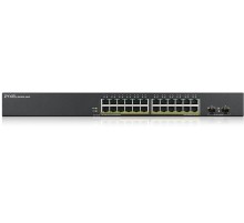 Коммутатор/ ZYXEL GS1900-24HPv2, Smart L2 PoE + switch rack 19 ", 24xGE PoE +, 2xSFP, PoE budget 170 W