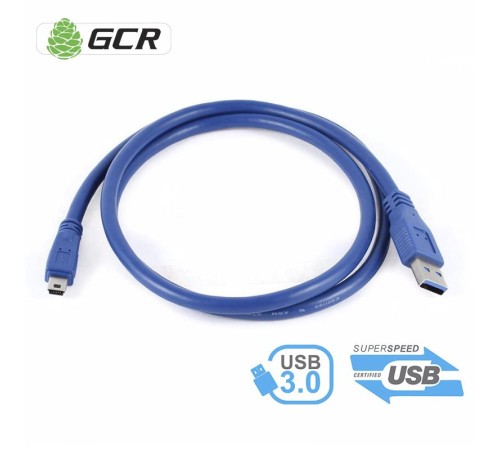 Кабель интерфейсный USB 3.0 1.0m Premium Greenconnect GC-U3A2109-1m AM / mini B AM 10pin, 24 / 28 AWG экран, синий, пакет