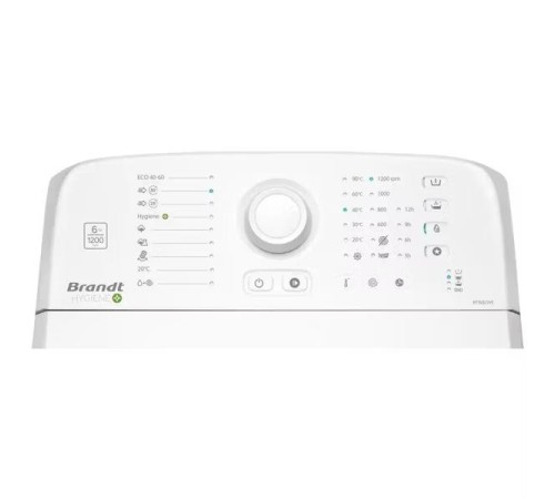 Стиральная машина BRANDT, вертикальная, 850х400х600 мм, 6 кг, 1200 об/мин., 9 программ, быстрая стирка, отложеный старт, белый Стиральная машина BRANDT, вертикальная, 850х400х600 мм, 6 кг, 1200 об/мин., 9 программ, быстрая стирка, отложеный старт, белый
