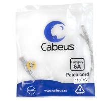 Патч-корд S/FTP, категория 6а (10G), 2xRJ45/8p8c, серый, LSZH, 0.3м Cabeus PC-SSTP-RJ45-Cat.6a-0.3m-LSZH Патч-корд S/FTP, категория 6а (10G), 2xRJ45/8p8c, экранированный, серый, LSZH, 0.3м