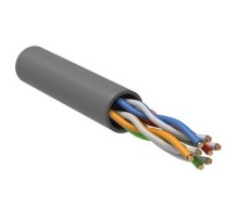Кабель связи витая пара U/UTP, кат.5E, 4 пары 24AWG solid, 305м, ПВХ, серый