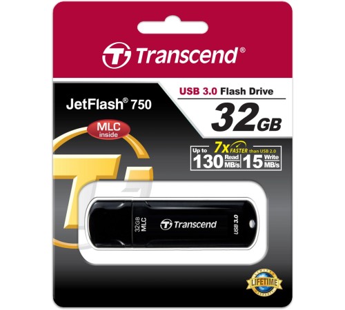 Флеш-накопитель/ Transcend 32GB JETFLASH 750, black
