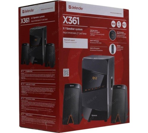 Defender Акустическая 2.1 система X361 36Вт, BT/FM/MP3/SD/USB/LED/RC