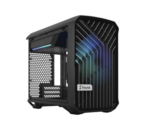 Корпус ПК без блока питания/ Case Fractal Design Torrent Nano RGB TG Light Tint, Mini-Tower, 1x180mm RGB, 2xUSB-A 3.2 + 1xUSB 3.2 Type-C mITX, mDTX Black