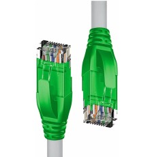 Патч-корд прямой 1.0m UTP кат.5e, серый, зеленые коннекторы, 24 AWG, литой, ethernet high speed 1 Гбит/с, RJ45, T568B