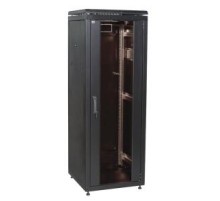 Шкаф сетевой 19" LINEA N 18U 600х600 мм стеклянная передняя дверь черный