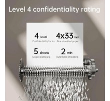 Уничтожитель бумаг (шредер), 5 лист. одновр., 4x33mm, уничтожение кредитных карт, непрерыв.вр.работы 2 мин., объем корзины 10 Л., черный