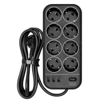Аксессуар к источникам бесперебойного питания Powercom сетевой фильтр, 3 метра, 8 розеток, 3xUSB, 16А/4кВт, cечение провода: 3х1,5мм2, цвет черный, 1 год гарантии (1928707)