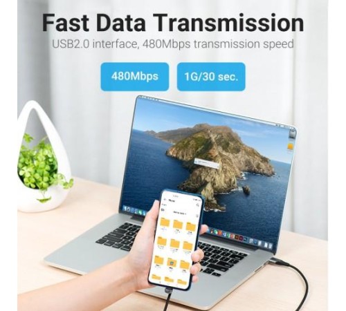 Кабель Vention USB 2.0 CM/AM 5A - 1м. U-образный Кабель Vention USB 2.0 CM/AM 5A - 1м. U-образный