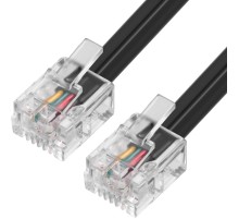 Greenconnect Телефонный шнур удлинитель для аппарата  2.0m GCR-TP6P4C2-2.0m, 6P4C (джек 6p4c - jack 6p4c) черный