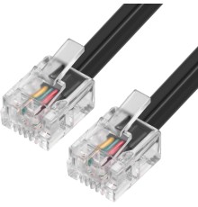 Greenconnect Телефонный шнур удлинитель для аппарата  2.0m GCR-TP6P4C2-2.0m, 6P4C (джек 6p4c - jack 6p4c) черный
