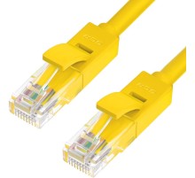Greenconnect Патч-корд прямой 0.15m, UTP кат.5e, желтый, позолоченные контакты, 24 AWG, литой, GCR-LNC02-0.15m, ethernet high speed 1 Гбит/с, RJ45, T568B