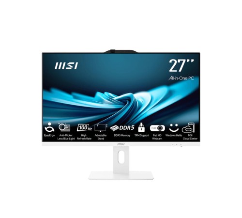Моноблок/ MSI PRO AP272P 14M 27"(1920x1080 (матовый))/Intel Core i5 14400(2.5Ghz)/8192Mb/512PCISSDGb/noDVD/Int:Intel UHD Graphics 730/Cam/BT/WiFi/-/war 1y/4.63kg/White/noOS + Wireless KB+M Моноблок/ MSI PRO AP272P 14M 27"(1920x1080 (матовый))/Intel Core i5 14400(2.5Ghz)/8192Mb/512PCISSDGb/noDVD/Int:Intel UHD Graphics 730/Cam/BT/WiFi/-/war 1y/4.63kg/White/noOS + Wireless KB+M