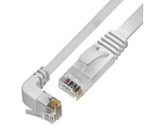 GCR Патч-корд PROF плоский 5.0m, UTP медь кат.6, белый, нижний угол, ethernet high speed 10 Гбит/с, RJ45, T568B