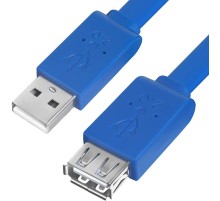 Greenconnect Удлинитель PROF 0.5m USB 2.0, AM/AF, плоский синий, морозостойкий, GCR-UEC2M2-BD-0.5m