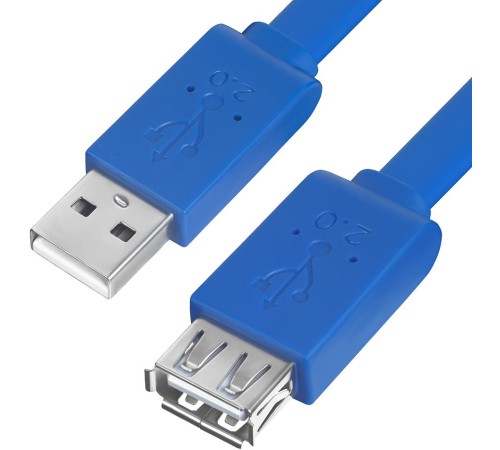Greenconnect Удлинитель PROF 0.5m USB 2.0, AM/AF, плоский синий, морозостойкий, GCR-UEC2M2-BD-0.5m Greenconnect Удлинитель PROF 0.5m USB 2.0, AM/AF, плоский синий, морозостойкий, GCR-UEC2M2-BD-0.5m