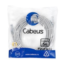  Cabeus PC-UTP-RJ45-Cat.5e-10m Патч-корд U/UTP, категория 5е, 2xRJ45/8p8c, неэкранированный, серый, PVC, 10м