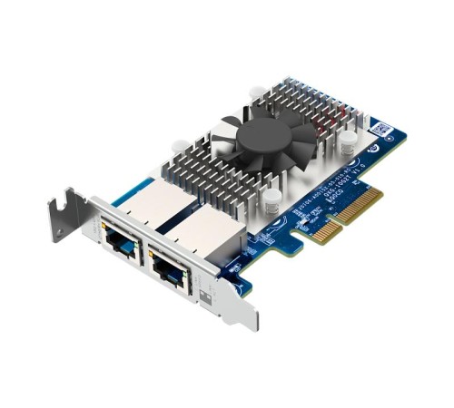 Сетевая карта/ QNAP QXG-10G2T Dual-port BASET 10GbE network expansion card; low-profile form factor; PCIe Gen3 x4