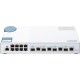 Коммутатор/ QNAP QSW-M408-4C 10 Gbps managed switch with 4 SFP + ports, combined with RJ-45, 8 1 Gbps RJ-45 ports, bandwidth up to 96 Gbps, JumboFrame support.