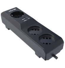 Сетевой фильтр/ Surge protector Pilot 3G 3xGP euro outlets, 10А/2.2кВа, 2xUSB, 10m, grafit