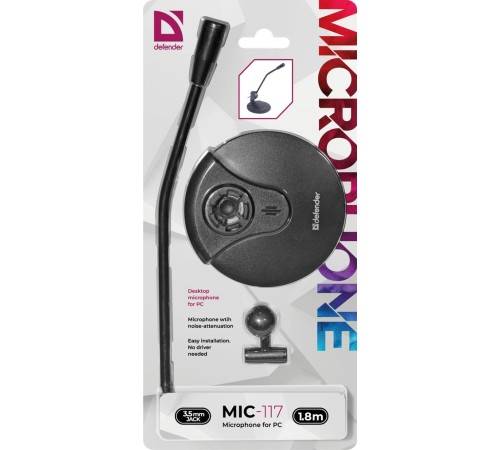 Defender Микрофон компьютерный MIC-117 черный, кабель 1.8 м