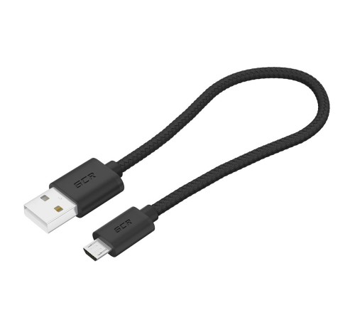GCR Кабель 0.5m MicroUSB, быстрая зарядка, черный нейлон, GCR-54084