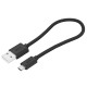 GCR Кабель 0.5m MicroUSB, быстрая зарядка, черный нейлон, GCR-54084