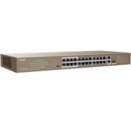 Коммутатор/ Tenda TEF1126P-24-250W 24FE+2GE/1SFP Rackmount Switch With 24-Port PoE