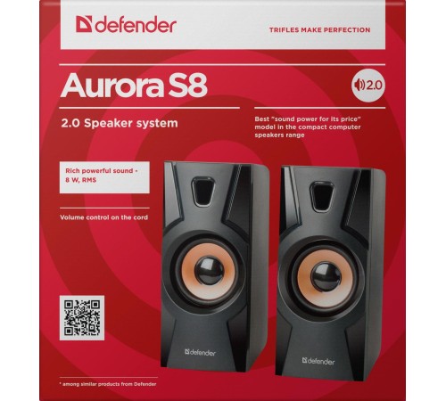 Defender Акустическая 2.0 система Aurora S8 черный, 8 Вт, питание от USB