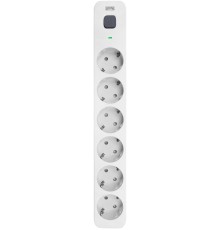 Фильтр-удлинитель PowerCom SP-06W 1.8M, 6 розеток, белый, 16А, 4кВт, 380Дж, защитные шторки, защита от КЗ, перегрузки, ВЧ и импульсных помех, кабель 3x1 мм2, ШхГхВ 338.5х50х40.2 мм, вес 0.48 кг./ Surge protector PowerCom SP-06W 1.8M, 6 sockets, white, 16A